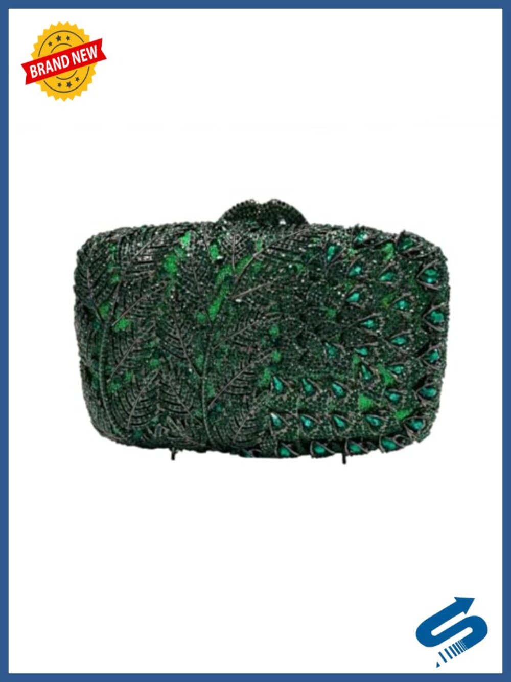 Rhinestone Leaf Pattern Clutch Evening Handbag Sparkling Party Wedding Purse